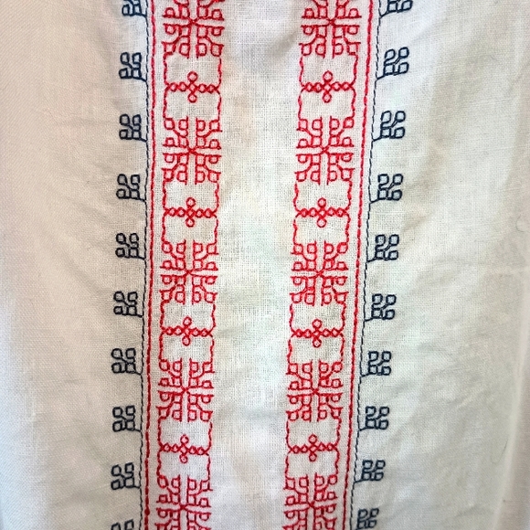 Old Navy White Red and Navy Blue Spaghetti Strap Linen Dress Size S - Picture 5 of 9